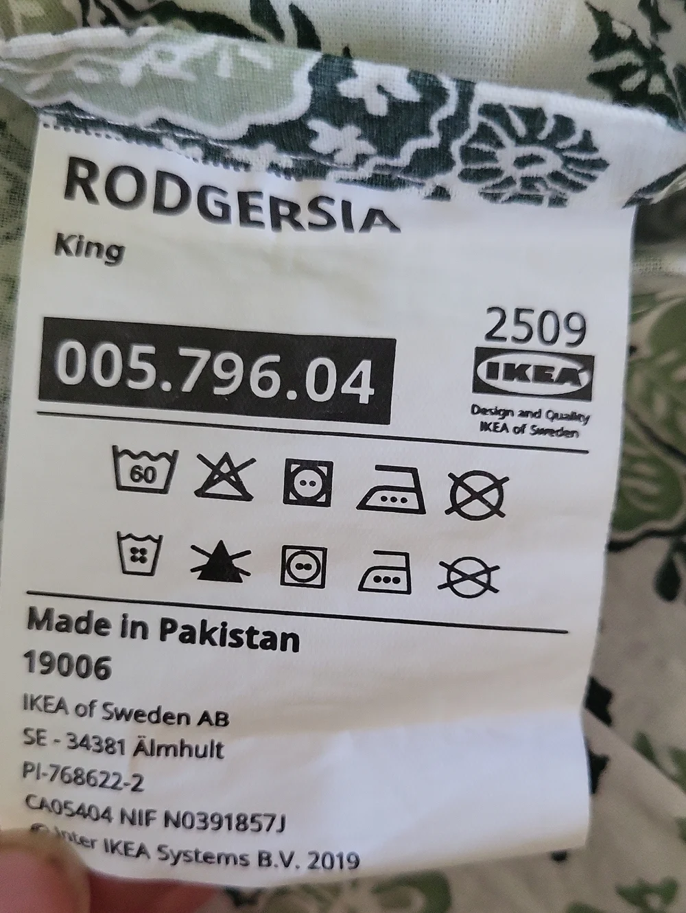 Ikea Rodgersia Green & White Paisley Pillowcase. Set Of 2. King Size